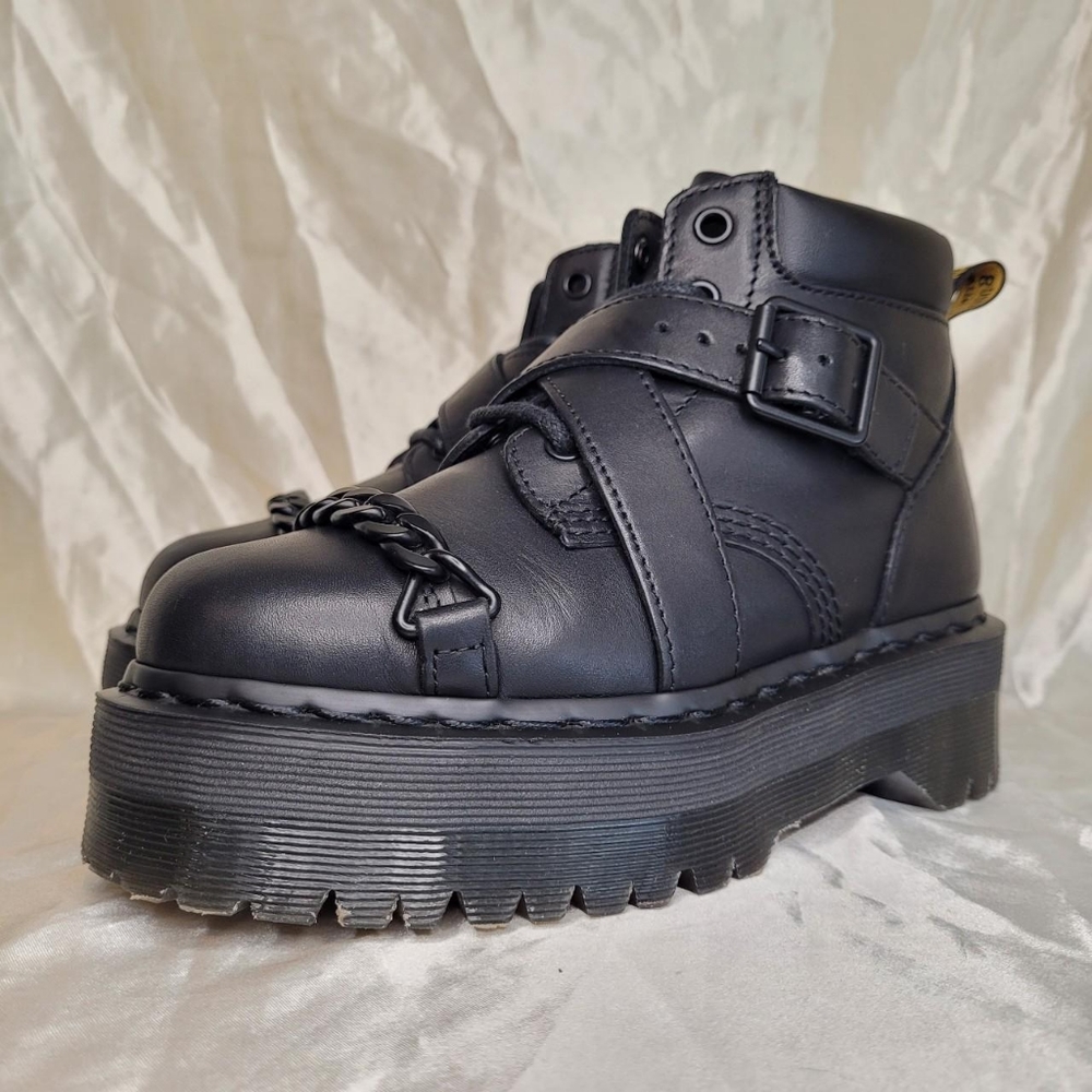 Dr. Martens Beaumann black leather platform ankle boots